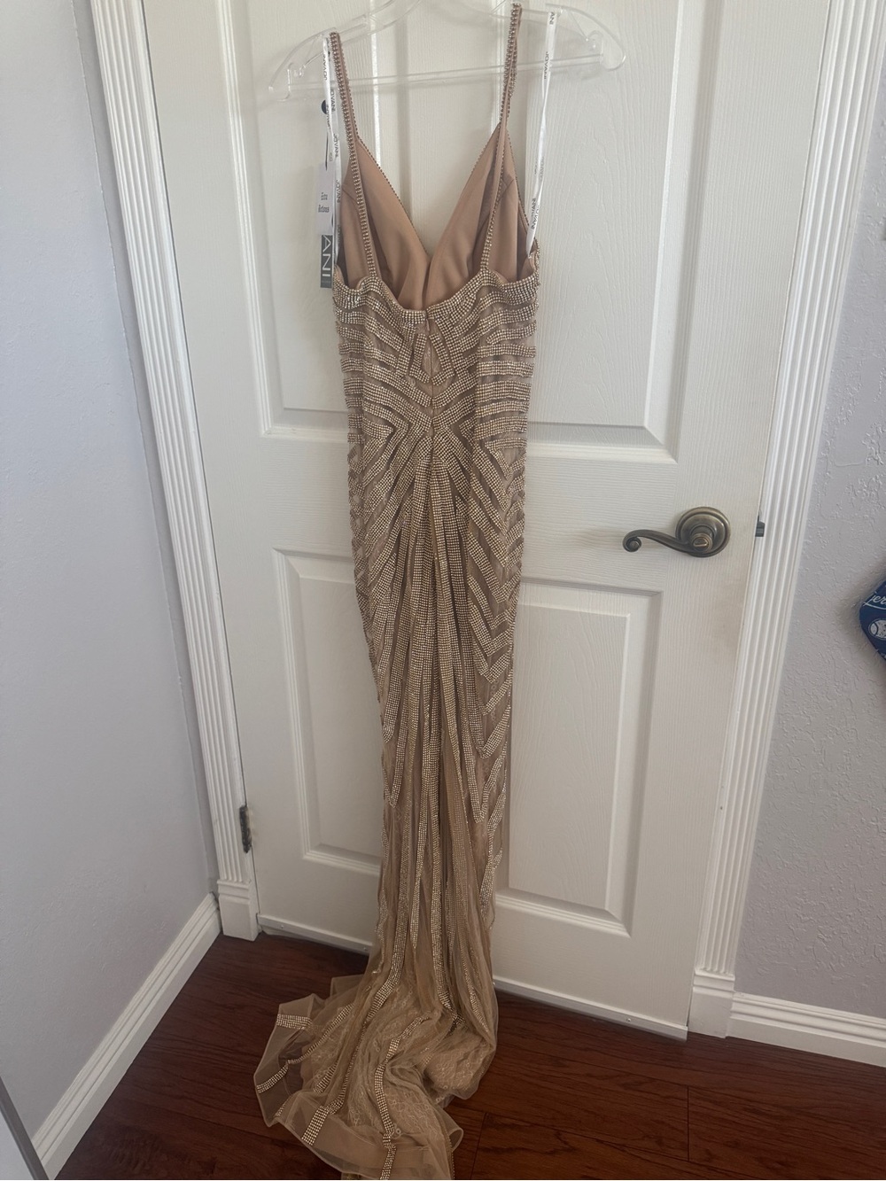 Jovani Gold Beaded V‑Neck Evening Gown 03095 - Picture 5 of 5
